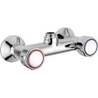 Mezclador mural con tornillos de disco cerámico y mando con asas. Salida de 3/4 - Idral