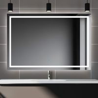 OCEAN Specchio da bagno rettangolare con LED,120x80cm,Disappannamento,Funzione Memoria,Infinitamente Dimmerabile,IP44