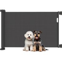 Barrera de Seguridad para Perros Retráctil con Interruptor de Cierre para Puertas Escaleras Pasillos 142x10x87 cm Negro