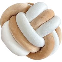 Cousin rond à nœuds OUKEYI 22 cm (8,5 po), coussin décoratif doux en peluche, coussin à nœuds fait main pour chambre d'enfant (chameau blanc)