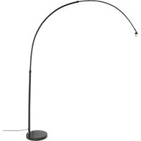 Qazqa – Lampadaire arc noir XXL avec base en marbre – Hauteur 225 cm – Longueur 182 cm – Douille E27 dimmable