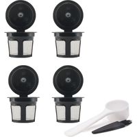 4 Capsules Réutilisables pour Machines à Café Keurig - Dosettes à Café Rechargeables Sans BPA, 4 Noires - Compatibles avec Cafetières Keurig