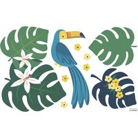 Sticker lilipinso toucan bleu et feuilles 60 x 40 cm