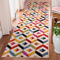 Spectra Carved Sarasota Geometric Rainbow Bright Multi Coloured Soft Hallway Rug 66 x 230 cm (2'5"x7'7") Runner