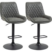 Barhocker Küchenhocker Designhocker, höhenverstellbar, mit Fußstütze, 51 cm x 59 cm x 117 cm, Dunkelgrau + Schwarz