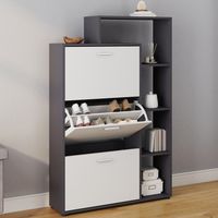 Mueble zapatero KLARK gris 3 puertas blanco con estante