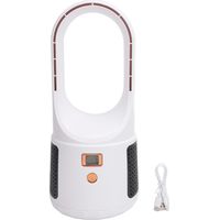 Ventilateur de bureau USB sans pale, 6 vitesses silencieuses, affichage LED de puissance, design portable blanc – pour maison, chambre et bureau