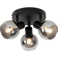 Ceiling Spot Black with Smoke Glass 3-Light - Vidro