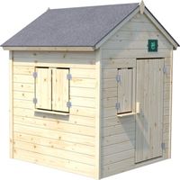 SOULET - Casita de Madera Infantil Janaka 145x129x163 cm - Casita de Jardín para Niños Personalizable - Madera Natural - Fácil Montaje