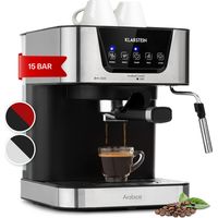 Klarstein 1.5L Coffee Machines with Milk Frother, 15 Bar Espresso Coffee Machine, Small 1050W Coffee Makers for Ground Coffee, Barista Espresso Machine For Iced Coffee Cappuccino Latte Expresso