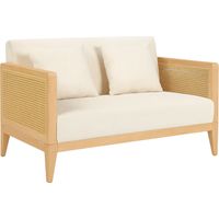 Artena Duo - Sof� 2 Plazas 143x80x84,5 cm Bancada de Madera Maciza y Polirat�n Roble con Cojines Blancos