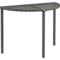 Balkontisch, halbrund, Polyrattan+Metall, 100x50x74 cm, Grau