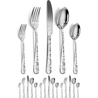Ensemble de couverts imprimés, couverts en acier inoxydable de style occidental, comprenant 4 couteaux de table + 4 cuillères de table + 4 fourchettes de table + 4 cuillères à thé + 4 fourchettes à th