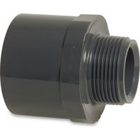 Mega Übergangsnippel PVC-U 12/16 mm x 3/8 Zoll Klebemuffe/Klebestutzen x Außengewinde 10 bar, grau