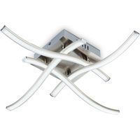 Plafonnier LED design 4 LED lustre plafond moderne éclairage salon nickel-mate