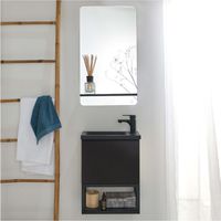 NOVA Waschbeckenset aus Metall und Holz mit Ablagespiegel