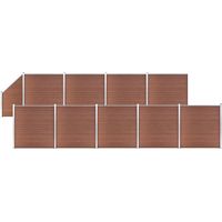 SKM Ensemble de clôture WPC 9 Carré + 1 Incliné 1657x186 cm Marron