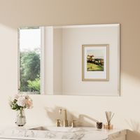 Keonjinn Badspiegel Facettenschliff, 120x75cm Bad Spiegel mit Gehärtetes Glas und Splitterschutzfolie,Rahmenloser Badezimmerspiegel, Rechteckiger Wandspiegel Vertikal Horizontal Möglich, für Garderobe