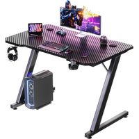 Devoko Carbonfaser-Gaming-Tisch 80 x 52 cm großer Computertisch PC-Gaming-Tisch für das Homeoffice, Gaming-Tisch mit Metallgestell, Kabelablage und Kopfhörerhalterung (schwarz)