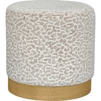 Pouf rond en tissu imprimé léopard ø 40cm - Beige - Wild
