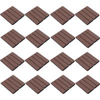 16 dalles de terrasse autobloquantes, bois individuel antidérapant, motif fer à repasser, sol intérieur/extérieur imperméable, type M, 16 pièces