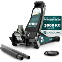 CargoVA Cric rouleur hydraulique 3T, profil bas 75–505 mm, avec patin en caoutchouc, idéal pour SUV et véhicules surbaissés, cric de garage pour changement de pneus