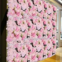 Ensemble de panneaux muraux floraux, 12 pièces rose clair faux Dahlia rose rose mat fond, panneau Floral en soie pour la décoration 24X16 pouces