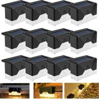 Lot de 12 lampes solaires d'extérieur, imperméables, pour escaliers, terrasses, clôtures, portails, cours, balcons, passages, lumière chaude