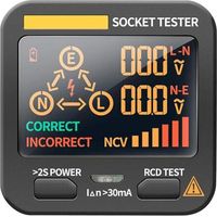 Testeur de prise avec test RCD, testeur de tension, écran LCD numérique de tension, prise européenne, électroscope de polarisation pour prise de test de phase d'alimentation pour ANENG AC11