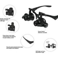 Loupe à main et loupe frontale avec 2 LED, 8 lentilles interchangeables (2,5×, 4×, 6×, 8×, 10×, 15×, 20×, 25×) pour réparation électronique, lecture, bijouterie et horlogerie