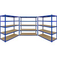 Monster Racking T-Rax 3 x Extra Wide Storage Shelves, Blue, 160cm