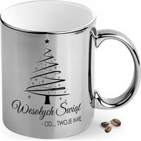 Mug de Noël argenté personnalisé avec votre nom + votre nom