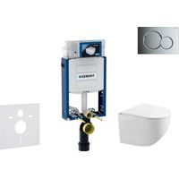 Geberit Combifix - Set con modulo di installazione, vaso WC Gaia e copriwater softclose, placca di comando Sigma01, cromo lucido SANI15CA1118