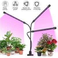 Lámpara de cultivo de 3 cabezales con brazo ajustable, 60 bombillas LED, luces para cultivo de plantas con encendido y apagado automático, temporizador de 3/9/12 h, 9 niveles de brillo inteligentes pa