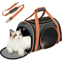 Sac Transport Chat, Caisse de Transport Chat Respirant et Pliable, Cage Transport pour Chat avec Grand Espace, Sac Transport Chat Ouverture Matelas en Peluche Amovible, Panier Transport Chat
