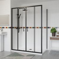 Aquariss Double Sliding Shower Door+Side Panel 1500x800 Black