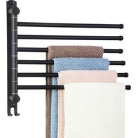 Handtuchhalter aus Edelstahl SUS304 - Wandmontage Stangen (180°) - Handtuchwärmer & Ablage für Bad und Küche - Robuster Heimwerker-Zubehör, Schwarz-mit 6 drehbaren