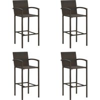 Vidaxl – Tabourets de bar lot de 4 marron – Résine tressée résistante aux UV – Repose-pieds intégré – Pour intérieur et extérieur