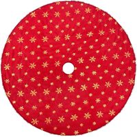Jupe de sapin de Noël en fausse fourrure, 122 cm, tapis de sapin rouge avec flocons de neige dorés brodés pour Noël, hiver, Nouvel An, décorations d'intérieur