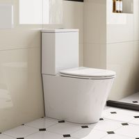 HOROW WC senza brida con cassetta di scarico Set, WC in Ceramica con sistema di scarico a doppio flusso, con coperchio WC con chiusura ammortizzata