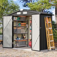 Aoxun abri de jardin en métal, cabanon avec toit incliné et porte verrouillable pour terrasse, pelouse et arrière-cour, 200 x 188 x 123 m, noir