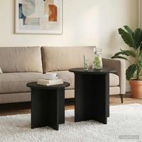 vidaXL Ensemble de tables d'appoint 2 pcs Chêne noir Bois d’ingénierie