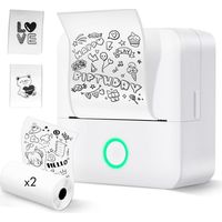 RHG Imprimante Etiquette Autocollante, Imprimante Thermique Bluetooth Monochrome, Mini imprimante Autocollant Rouleaux de 2 Étiquettes Autocollantes, Adaptés pour L'école et Le Milieu Professionnel