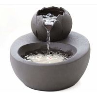 Fontaine à eau céramique 1,3L – Avec lotus vertical et filtre automatique – Pour chats et petits chiens – Design noir élégant-Crezuo