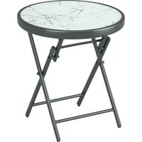 Klappbarer Beistelltisch, Outdoor-Klapptisch, mit Tischplatte aus gehärtetem Glas, für Terrasse, 45 x 45 x 50 cm, Weiß