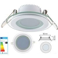 Faretto led 6W Pannello vetro incasso rotondo luce Fredda 6400k