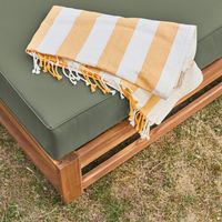 Sweeek – Salon de jardin en bois d'acacia 5 places – 6 éléments modulables – Coussins déhoussables 14 cm – Table basse 85 x 75 x 35,5 cm