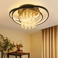 ZMH Luminaire Plafond LED Noir Éclairage Supérieur Pièce de Vie Contemporain Éclairage Cuisine Forme Ronde Éclairage Chambre 3000K Lumière Douce 40W Finition Cristallisée Éclairage Intérieur pour Salo