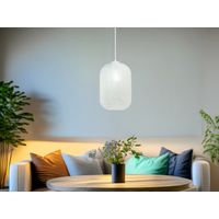 Pendelleuchte ASHFORD einflammig Kristall Glasschirm in Weiß, Ø 20cm