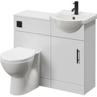Alexander James Gloss White 950mm Single Door Vanity Unit Toilet Suite - 950mm - Matt Black 96mm Knurled Bar HandleJames Toilet Pan and Seat